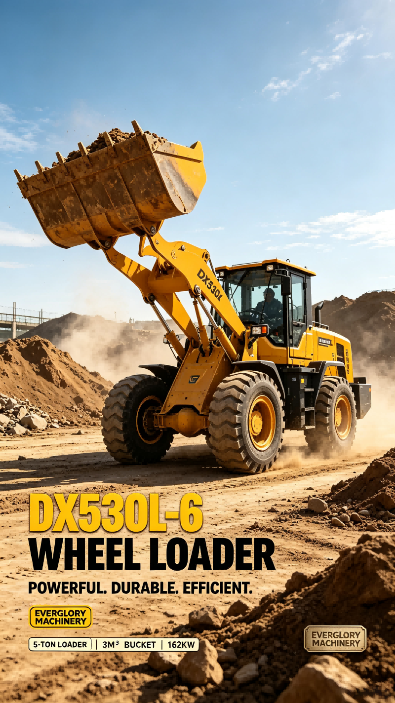 Everglory Machinery пуска издръжлив 5-тонен колесен товарач DX530L‑6 за земни работи